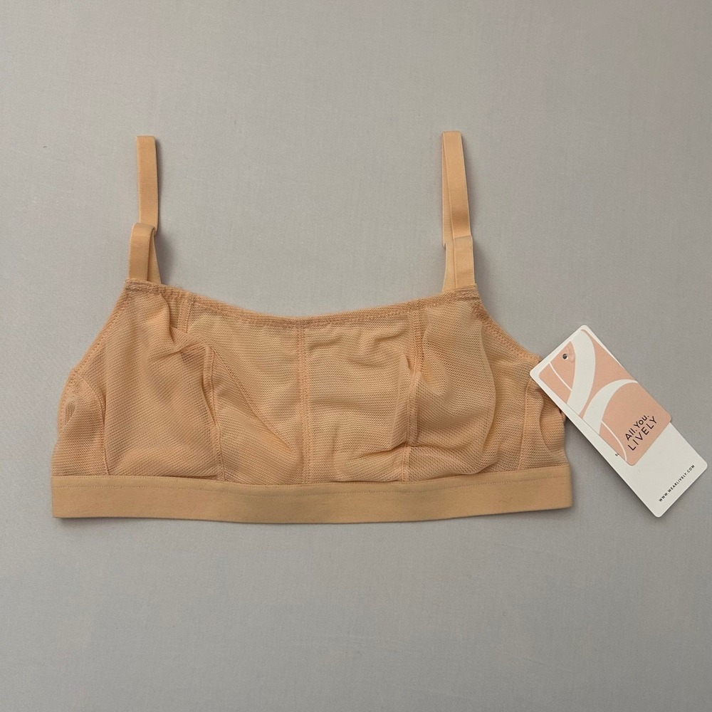 Lively Bralette Bra Womens L Nude All You Seamless Mesh‎ Stretch Adjustable NWT